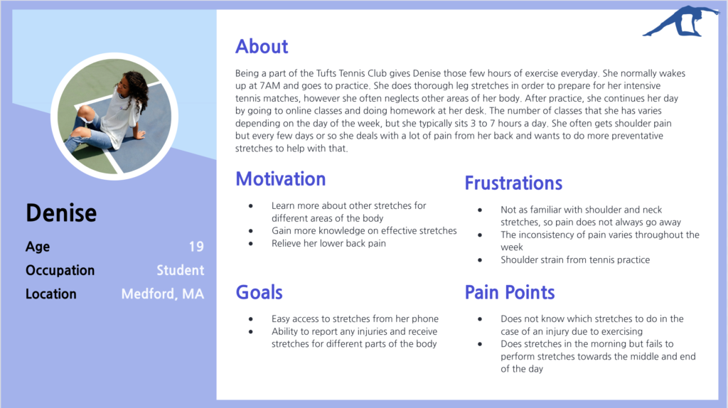 Denise's User Persona and bio