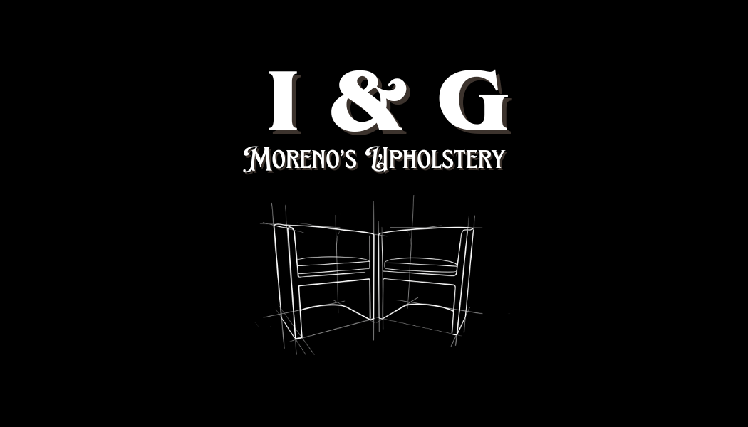 Front of business card for Moreno's Upholsterying