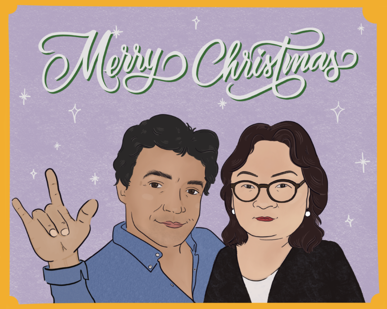 Digital portrait of my dad and his girlfriend for Merry Christmas